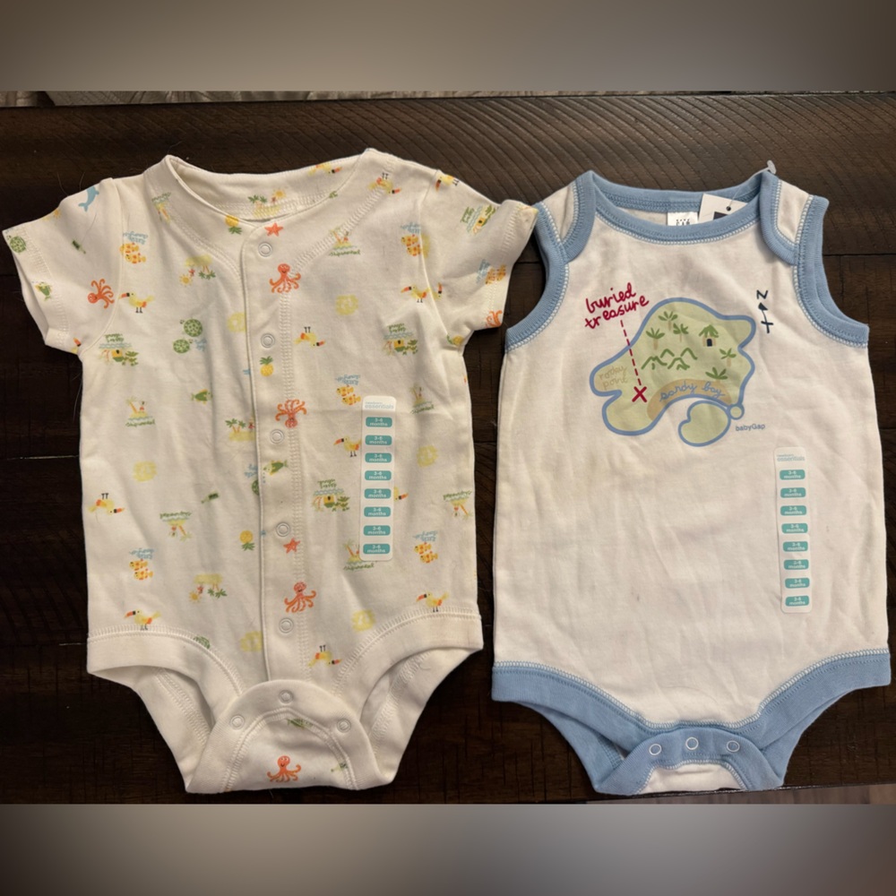 Set of Two GAP Baby Bodysuit with Colorful Animal Prints